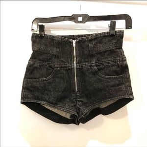 Isabel Marant Black High-Waist Front-Zip Denim Shorts